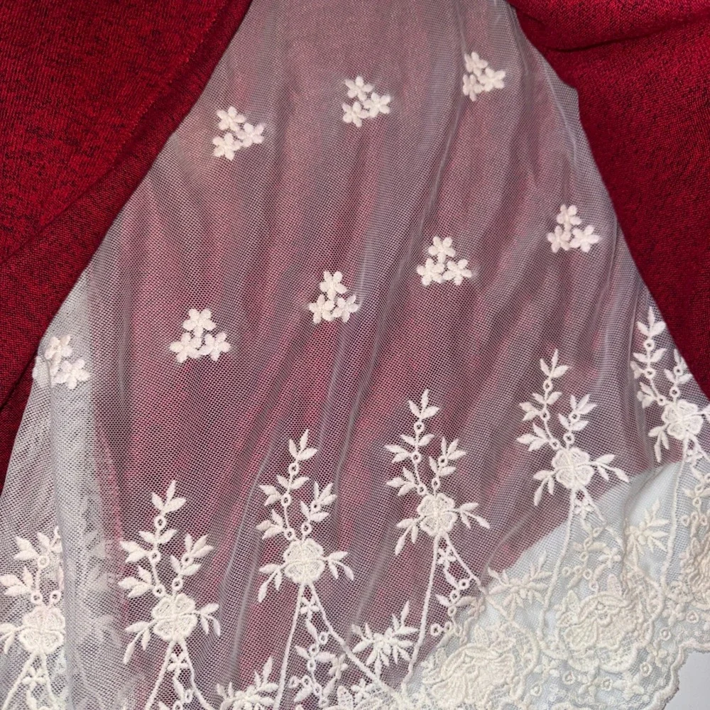 Top and Leggings Set Girls L 10-12 Burgundy Lace Rhinestone Snowflake